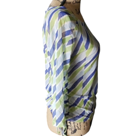 NWOT New York & Co. Lime & Purple Mesh Shirt - Picture 5 of 6